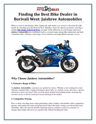 Trusted Bike Dealer in Borivali West