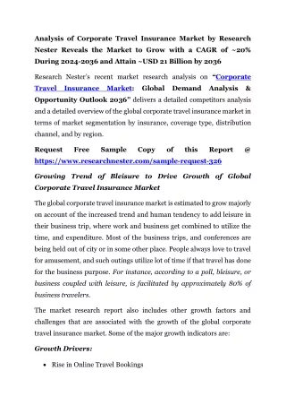 Corporate Travel Insurance Market