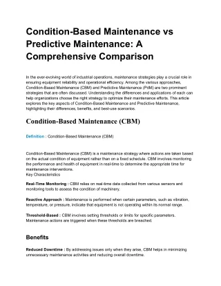 Condition-Based Maintenance vs Predictive Maintenance_ A Comprehensive Comparison