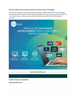Software Solutions for the Healthcare Industry in UAE