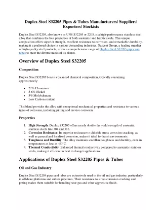Duplex Steel S32205 Pipes & Tubes Manufacturers