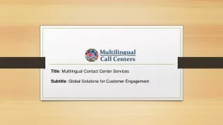 Multilingual Contact Center Services