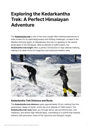 Exploring the Kedarkantha Trek: A Perfect Himalayan Adventure