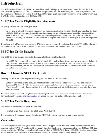 SETC Tax Credit Guide