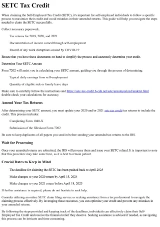 How to Claim the SETC Tax Credit
