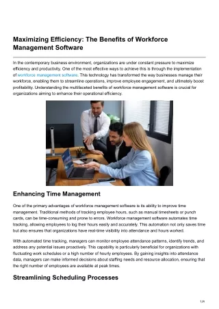 Maximizing Efficiency The Benefits of Workforce Management Software