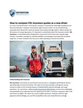 How to compare CDL insurance quotes as a new driver