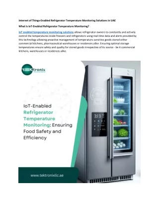IoT-Enabled Refrigerator Temperature Monitoring in UAE