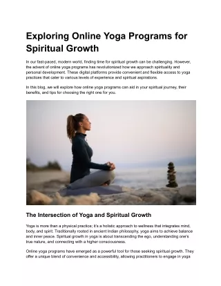 Exploring Online Yoga Programs for Spiritual Growth