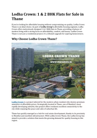 Lodha Crown | Luxury Flats for Sale in Kolshet, Thane