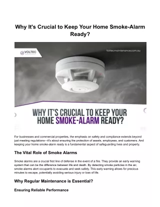 Why It's Crucial to Keep Your Home Smoke-Alarm Ready?