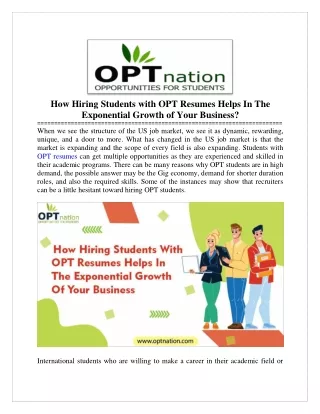 opt resumes helps to opt candidates