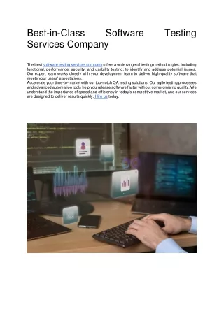 Best-in-Class Software Testing Services Company