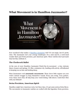 What Movement is in Hamilton Jazzmaster?