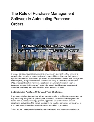 The Role of Purchase Management Software in Automating Purchase Orders