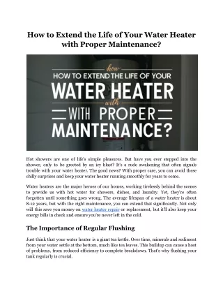 How to Extend the Life of Your Water Heater with Proper Maintenance_