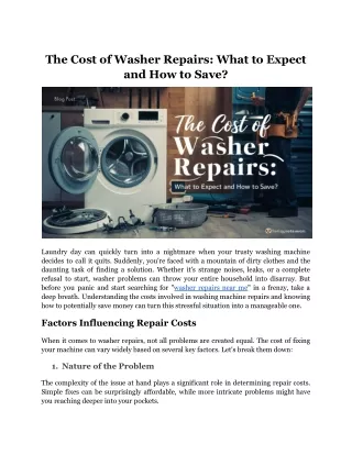 The Cost of Washer Repairs_ What to Expect and How to Save?