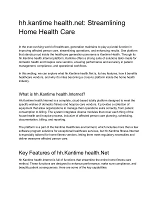 hh.kantime health.net: Streamlining Home Health Care