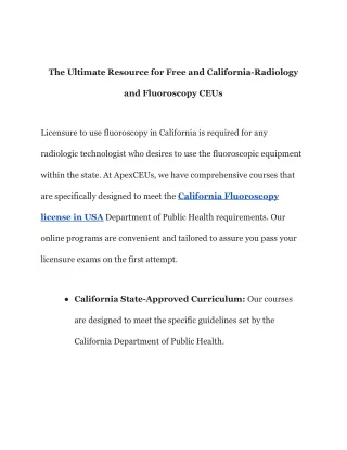 The Ultimate Resource for Free and California-Radiology and Fluoroscopy CEUs