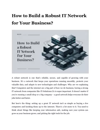 How to Build a Robust IT Network for Your Business?