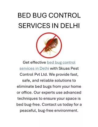 BED BUG CONTROL SERVICES IN DELHI