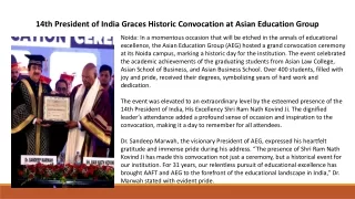 14th President of India Graces Historic Convocation at Asian Education Group