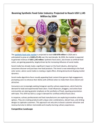 Synthetic Food Color Market