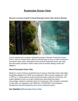 Rustomjee Ocean Vista in Versova, Mumbai | Buy 3 & 4 BHK Apartments
