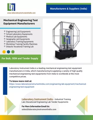 Mechanical Engineering Test Equipment Manufacturers