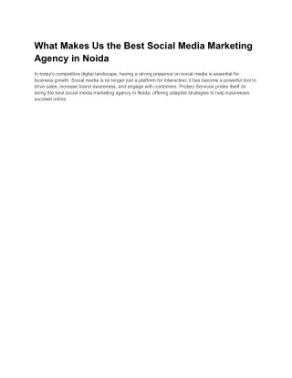 What Makes Us the Best Social Media Marketing Agency in Noida