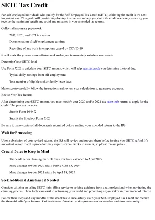 How to Claim the SETC Tax Credit
