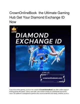 CrownOnlineBook  the Ultimate Gaming Hub Get Your Diamond Exchange ID Now