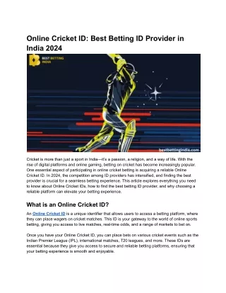 Online Cricket ID_ Best Betting ID Provider in India