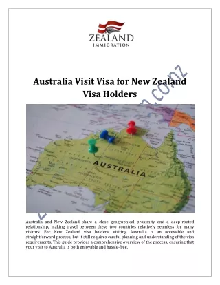 Australia Visit Visa for New Zealand Visa Holders