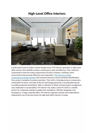 High-Level Office Interiors