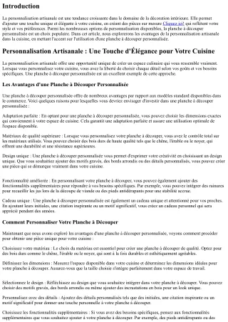Personnalisation Artisanale : Une Touche d'Élégance pour Votre Cuisine