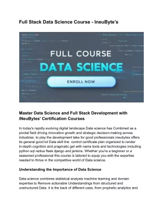 Full Stack Data Science Course - IneuByte’s