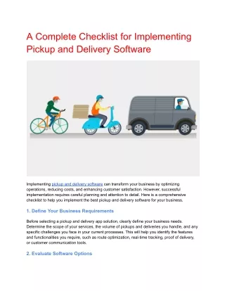 A Complete Checklist for Implementing Pickup and Delivery Software