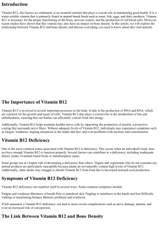 What You Should Know about Vitamin B12 and Bone Density