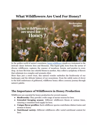 What Wildflowers Are Used For Honey?