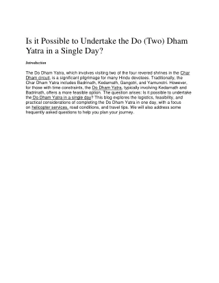 Do (Two) Dham Yatra in a Single Day | Alaska AVIATION SERVICE