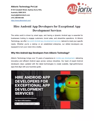 Hire Android App Developers for Exceptional App Development Services