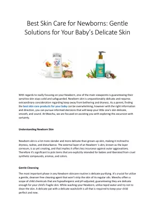 Best Skin Care for Newborns