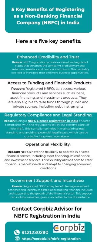 5 Key Benefits of Registering as a Non-Banking Financial Company (NBFC) in India