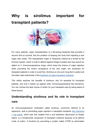 pdf Why is sirolimus important for transplant patients