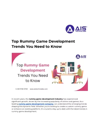 Top Rummy Game Development Trends You Need to Know