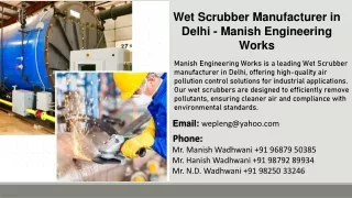 Wet Scrubber Manufacturer in Delhi - Manish Engineering Works