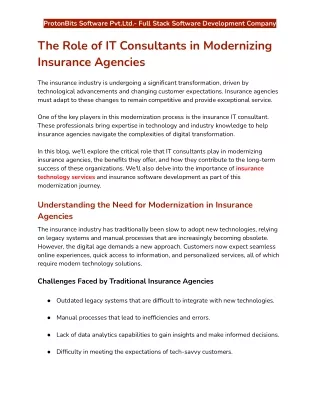 The Role of IT Consultants in Modernizing Insurance Agencies