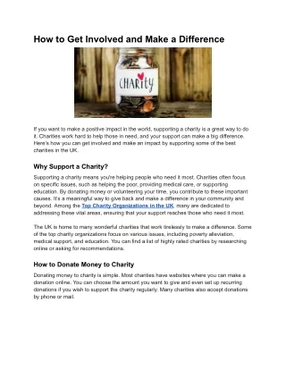 How to Get Involved and Make a Difference