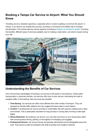Booking a Tampa Car Service to Airport What You Should Know